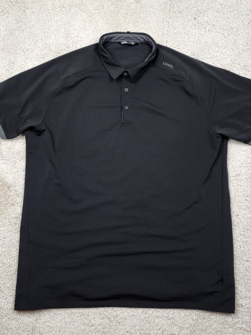UNRL Polo Shirt Mens 2XL XXL Black Collar Performance Stretch Golf SMALL HOLE
